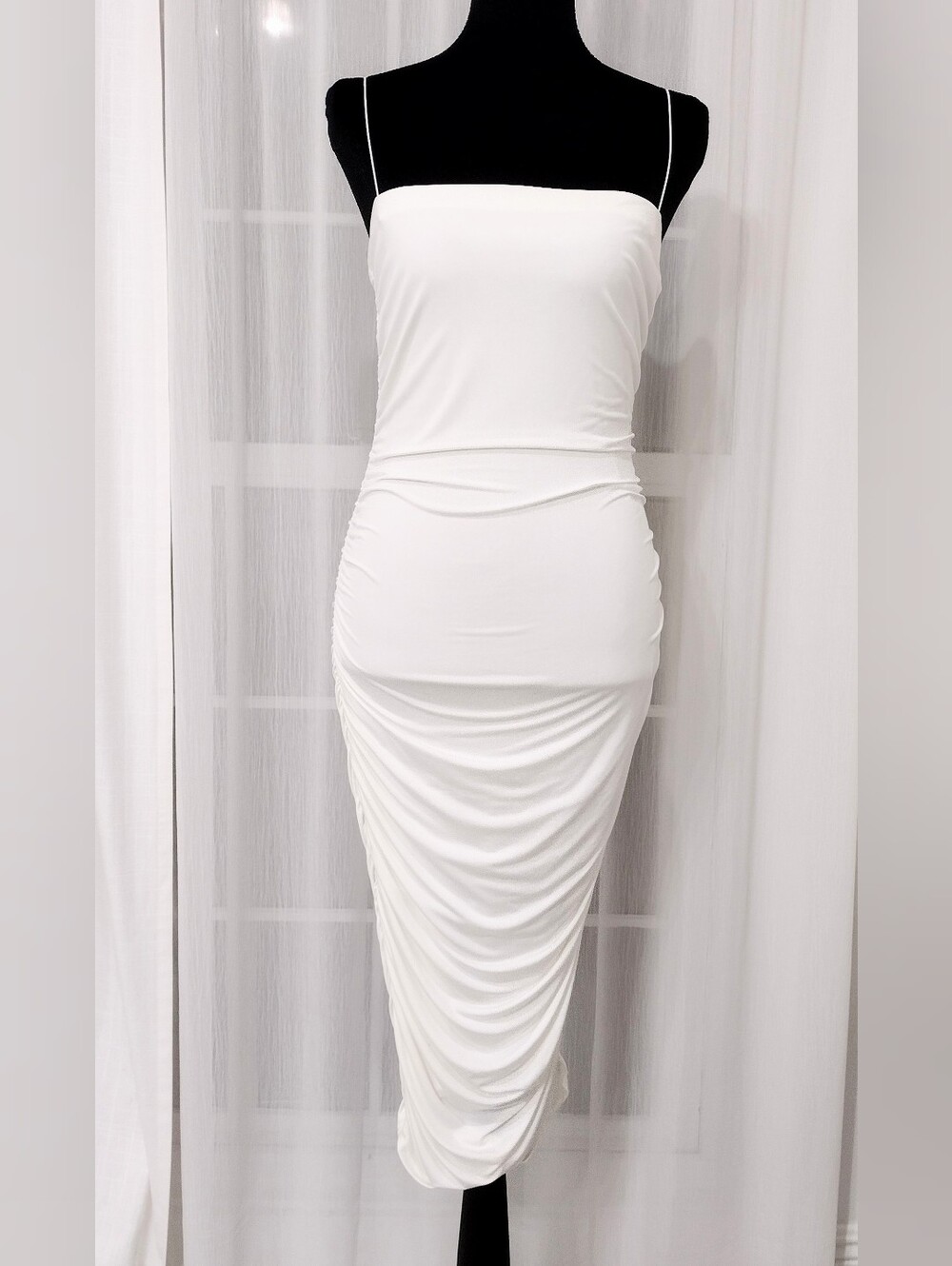 Strapless Ruched White Dress